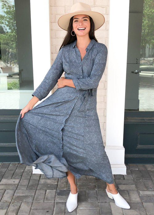 Rag Poets Sezanne Button Down Tie Waist Maxi Dress - ***FINAL SALE***-Hand In Pocket