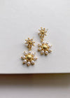 Fraser Double Floral Pearl Drop Earring - Gold/Cream-Hand In Pocket