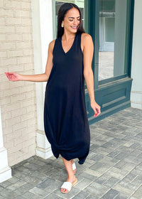 Z Supply Reverie Knot Triblend Midi Dress - Black-Hand In Pocket