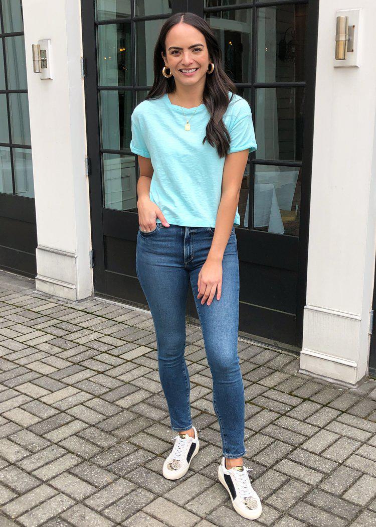 Bobi Short Sleeve Cropped Tee- Splash ***FINAL SALE***-Hand In Pocket