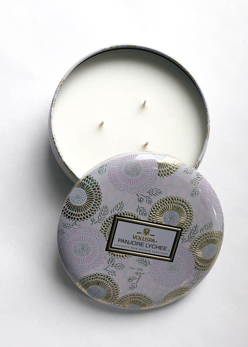 Voluspa 3 Wick Tin Candle - Panjore Lychee-Hand In Pocket