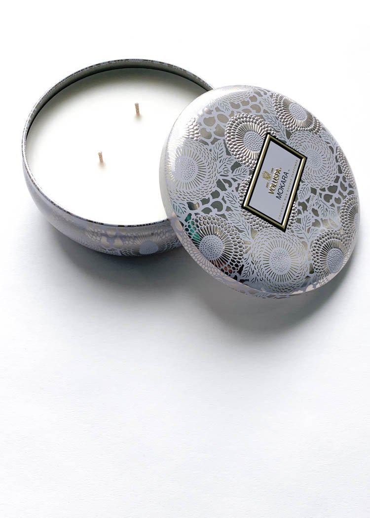 Voluspa 3 Wick Tin Candle - Mokara-Hand In Pocket