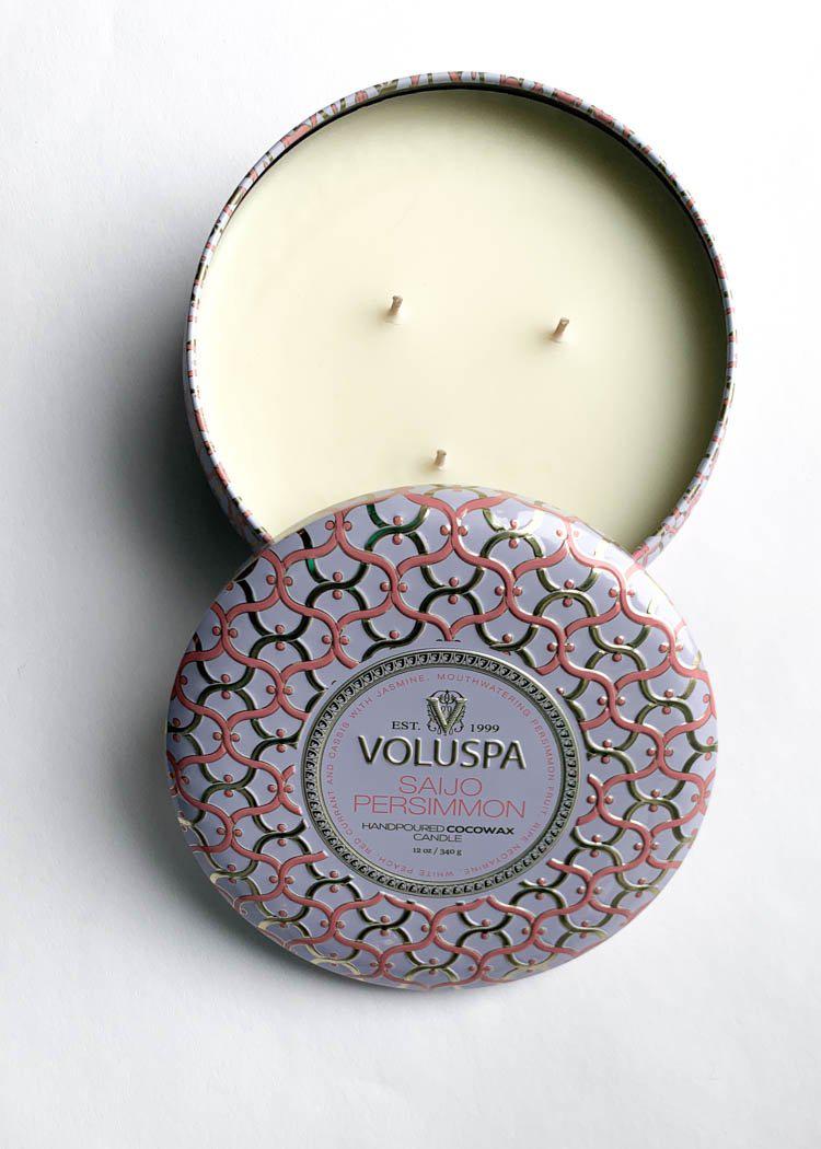 Voluspa 3 Wick Tin Candle - Saijo Persimmon-Hand In Pocket