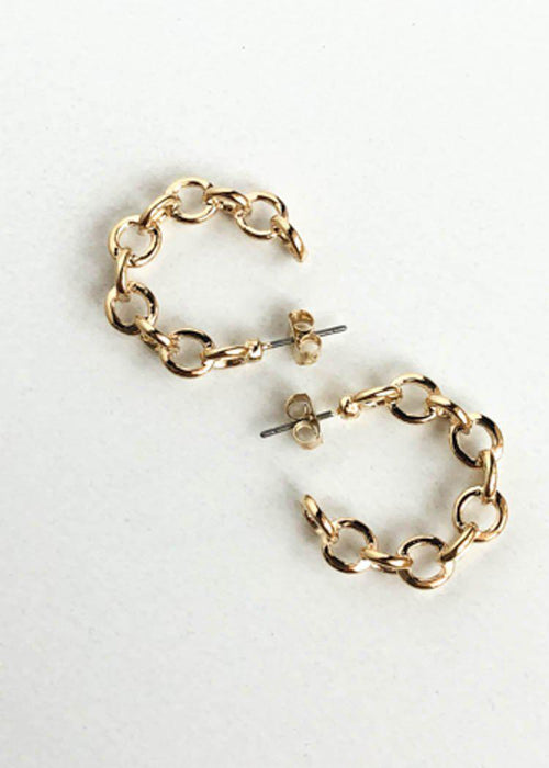 Chan Chan Chain Mini Hoop Earring - Gold-Hand In Pocket