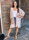 Sierra Printed Open Front Kimono - Blush-Hand In Pocket