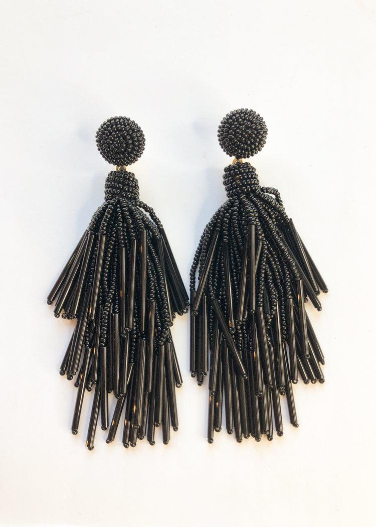 Valentina Tassel Earrings - Black-Hand In Pocket