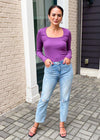 Michael Stars Miranda Square Neck Tee-Aster ***FINAL SALE***-Hand In Pocket