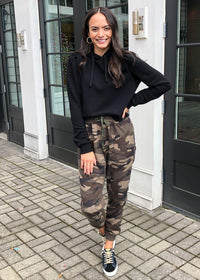 Campbell Camo Tie Waist Joggers -***FINAL SALE***-Hand In Pocket