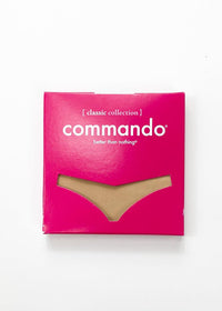 Commando Classic Solid Thong - Beige-Hand In Pocket