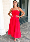 Sanur Pleated Cami Maxi Dress-Red-Hand In Pocket