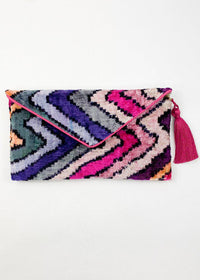 Wolf & Willa Rainbow Mountain Envelope Silk Velvet Clutch-Hand In Pocket