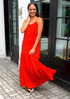 BB Dakota X Steve Madden Roman Holiday Maxi Dress- Red-Hand In Pocket