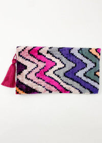 Wolf & Willa Rainbow Mountain Envelope Silk Velvet Clutch-Hand In Pocket