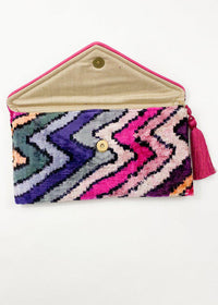 Wolf & Willa Rainbow Mountain Envelope Silk Velvet Clutch-Hand In Pocket