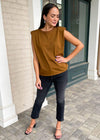 James Padded Shoulder Tee-Brown-***FINAL SALE***-Hand In Pocket