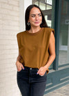 James Padded Shoulder Tee-Brown-***FINAL SALE***-Hand In Pocket