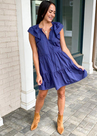 Kalmer Ruffle Sleeve Poplin Dress ***FINAL SALE***-Hand In Pocket