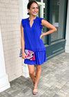 Zagora Drop Waist Dress-Cobalt-Hand In Pocket