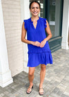 Zagora Drop Waist Dress-Cobalt-Hand In Pocket