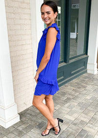 Zagora Drop Waist Dress-Cobalt-Hand In Pocket