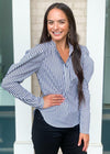 Karlie "On Board" Striped Poplin Puff Sleeve Blouse ***FINAL SALE***-Hand In Pocket