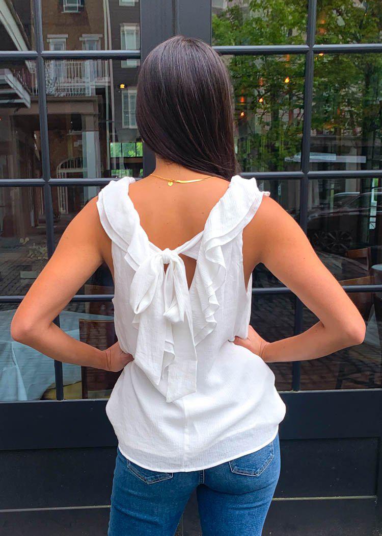 Soma Ruffle Detail Blouse - White-Hand In Pocket