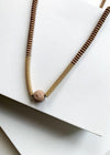 Chiclet Detailed Tan Beaded Long Pendant-Hand In Pocket