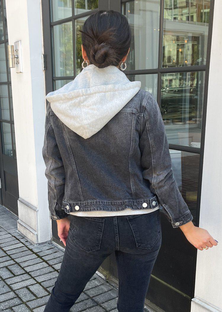 sherpa hooded jean jacket - Gem