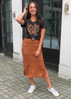 Allison Textured Knit Midi Skirt - Rust ***FINAL SALE***-Hand In Pocket