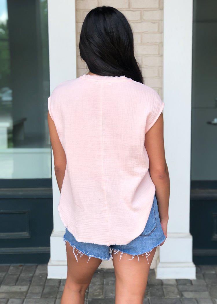 Karlie Amelia Gauzy V-neck Top - Blush ***FINAL SALE***-Hand In Pocket