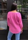 Bobi Gauzy Split Neck Blouse-Bouquet ***FINAL SALE***-Hand In Pocket