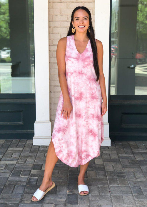 Z Supply Reverie Midi Dress - Zephyr Pink Tie Dye-Hand In Pocket