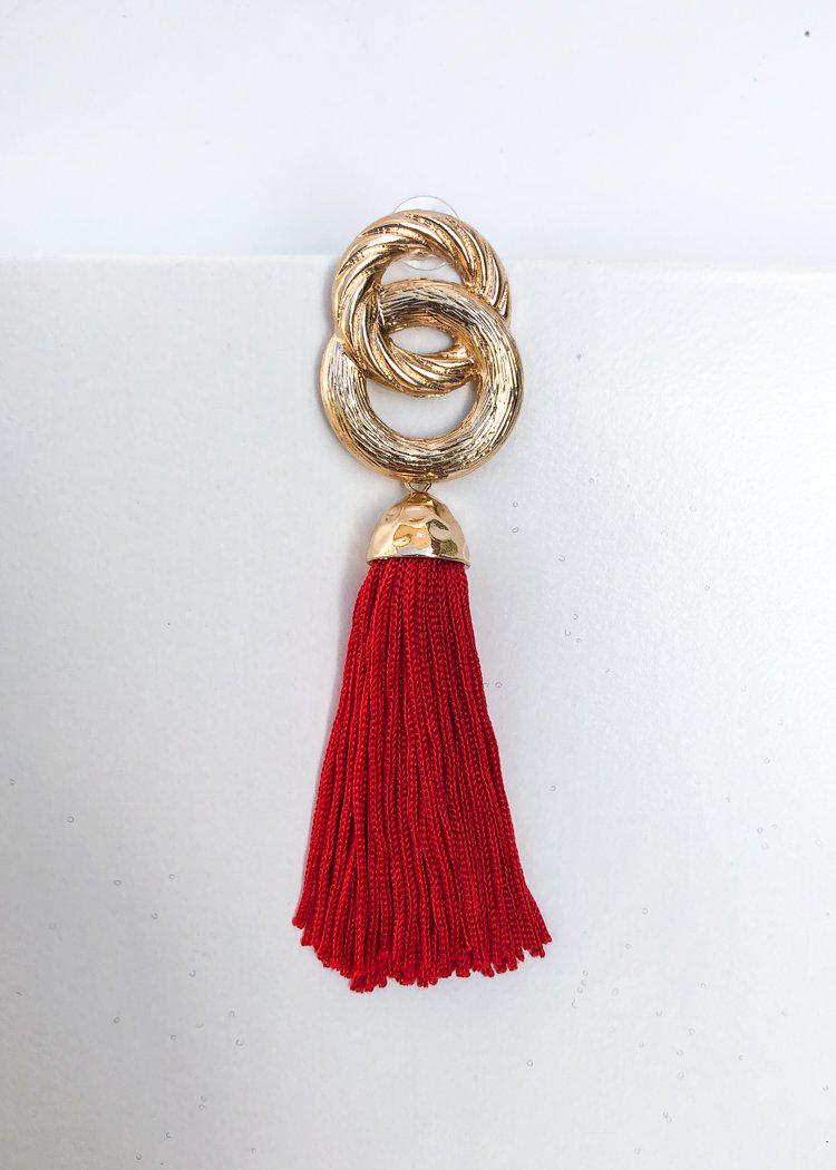 Morningside Metallic Link Tassel Statement Earring -***FINAL SALE***-Hand In Pocket