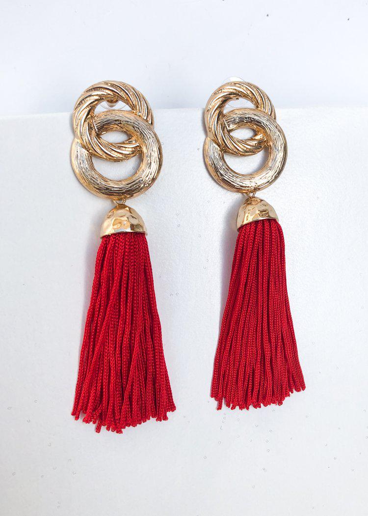 Morningside Metallic Link Tassel Statement Earring -***FINAL SALE***-Hand In Pocket