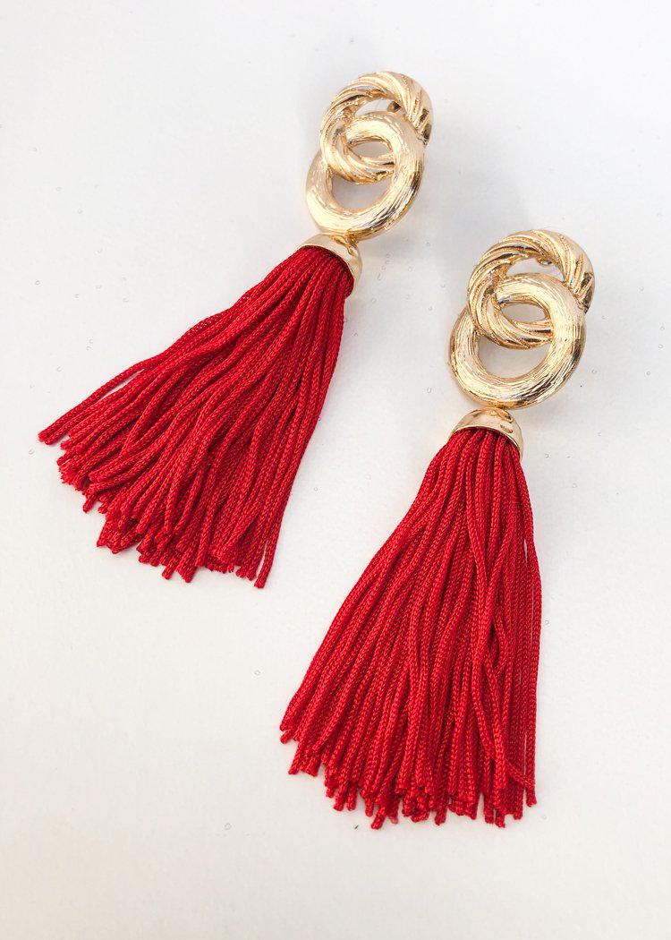 Morningside Metallic Link Tassel Statement Earring -***FINAL SALE***-Hand In Pocket