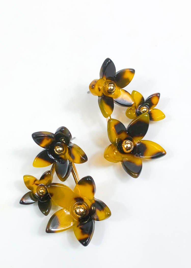 Saipan Floral Drop Earrings- Tortoise-Hand In Pocket