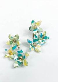 Saipan Floral Drop Earrings- Mint/Multi-Hand In Pocket