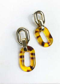 Kingman Chain Drop Earrings - Gold/Tortoise-Hand In Pocket