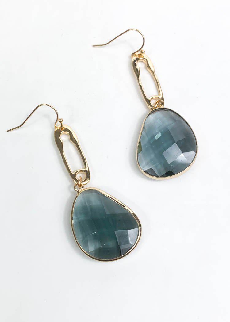 Tinian Jeweled Drop Earring - Gray-Hand In Pocket