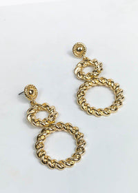 Jarvis Gold Double Drop Hoops-Hand In Pocket