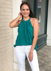 Frnch Carvi Halter Style Double Strap Detail Top - Emerald ***FINAL SALE***-Hand In Pocket