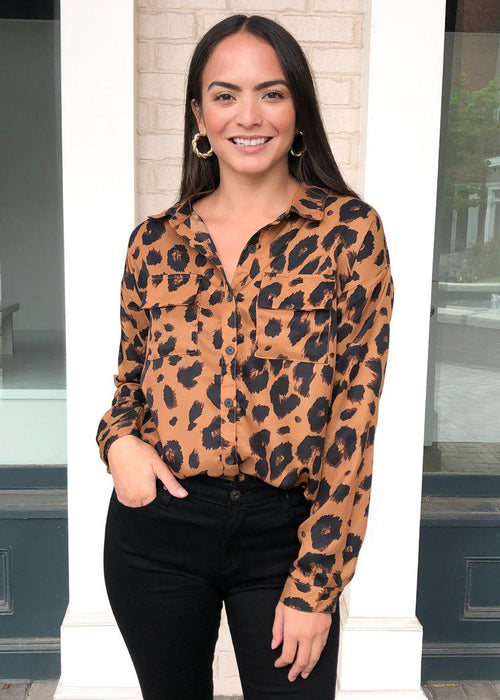 Karlie Jasmine Leopard Print Utility Blouse ***FINAL SALE***-Hand In Pocket