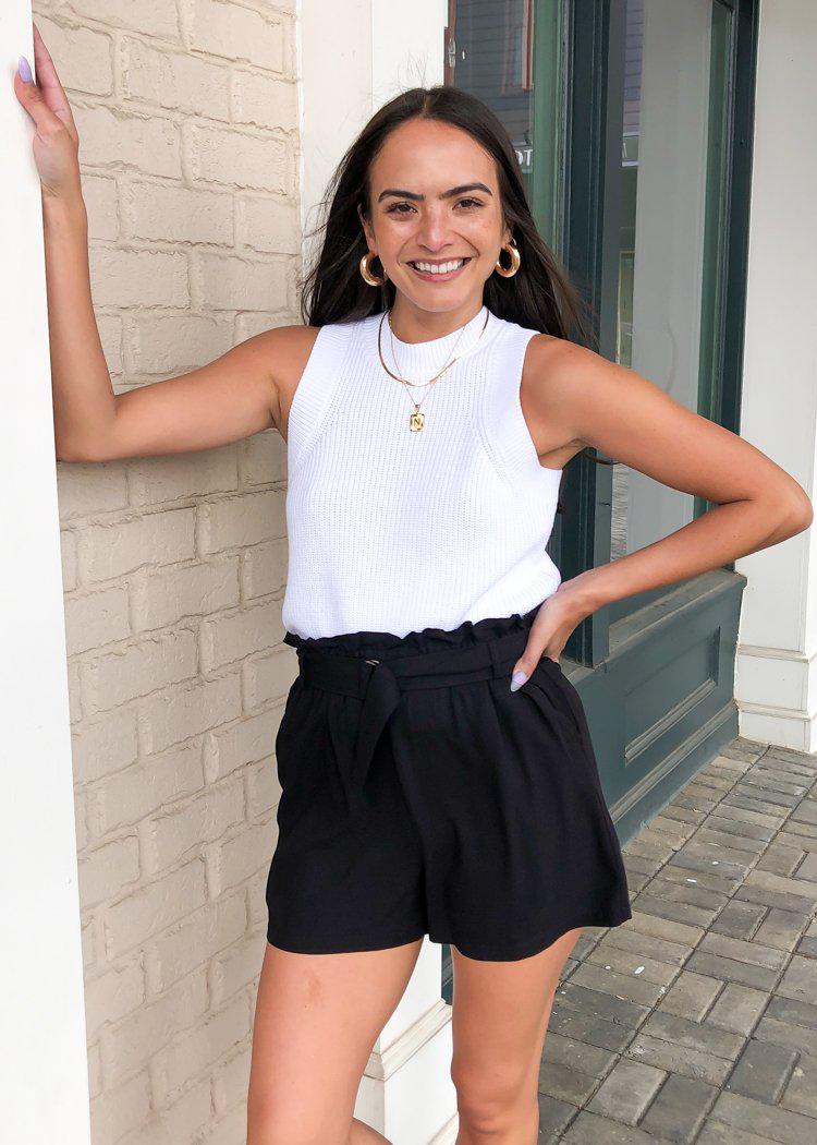 BB Dakota Day in the Life Belted Paperbag Shorts - Black ***FINAL SALE***-Hand In Pocket