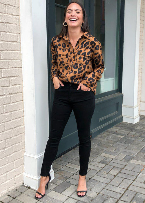 Karlie Jasmine Leopard Print Utility Blouse ***FINAL SALE***-Hand In Pocket