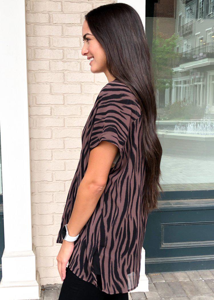 Karlie Moremi Zebra Print Essential Blouse-Hand In Pocket