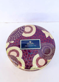 Voluspa Japonica 3 Wick Tin Candle- Forbidden Fig-Hand In Pocket