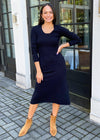 Lily Ribbed Midi Dress-Black-Hand In Pocket