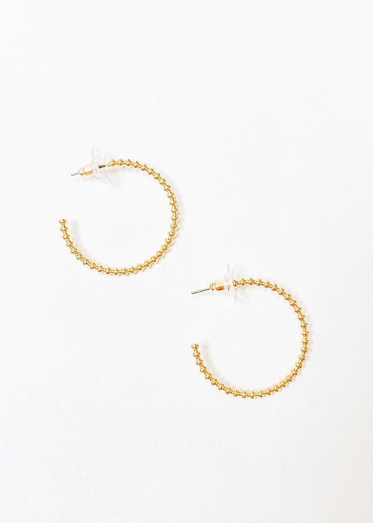 Viacha Beaded Hoop - Gold-Hand In Pocket