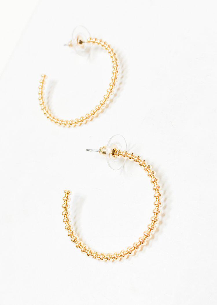 Viacha Beaded Hoop - Gold-Hand In Pocket