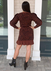 525 America Leopard Puff Sleeve Sweater Dress ***FINAL SALE***-Hand In Pocket